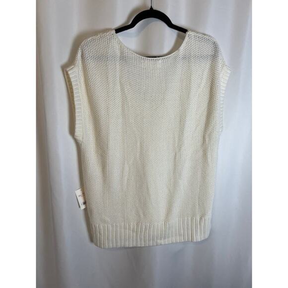 Lucky Brand Sweater Ivory Vest Womens M Knit Pullover V Neck Sleeveless Casual - Picture 2 of 7